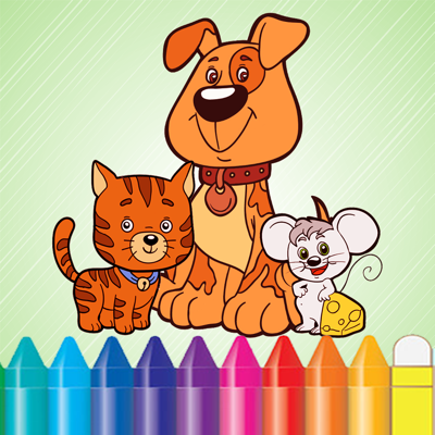 Animal Dog Cat & Rat Coloring Book - Drawing for Kids Games