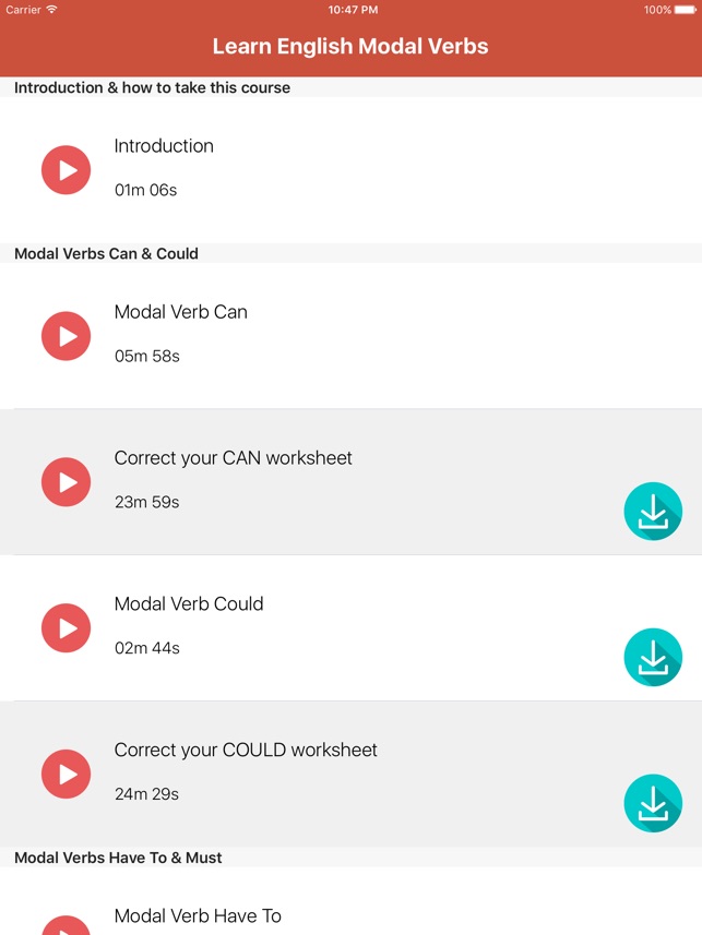 Learn English Modal Verbs for iPad