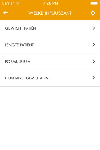Gemcitabine dosering hulp screenshot 2