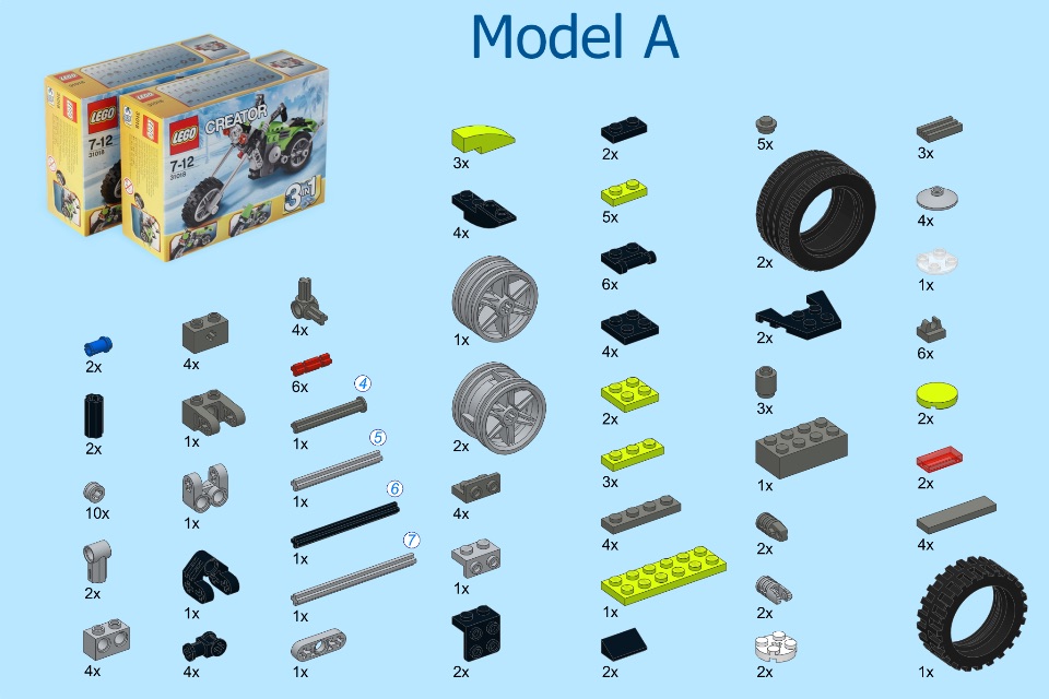 3-Wheel Moto for LEGO Creator 31018 x 2 Sets - Building Instructions screenshot 2