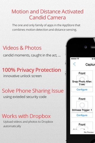 Motion CandidCam+ Lock.down to keep Secret Photo & Video safe using Secure Album Vault with self destruct protect.ion screenshot 2