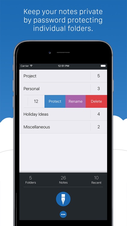 Notesero - capture notes, password protect folders and backup to the cloud.