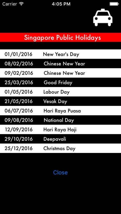 Taxi Singapore Surcharges