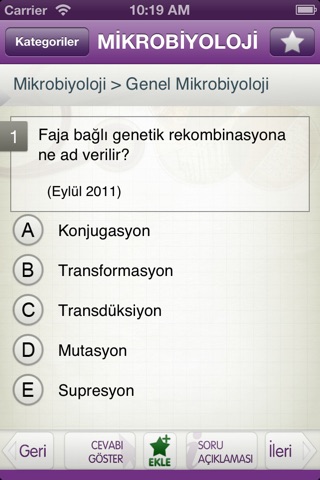Tüm TUS Soruları - Mikrobiyoloji screenshot 3