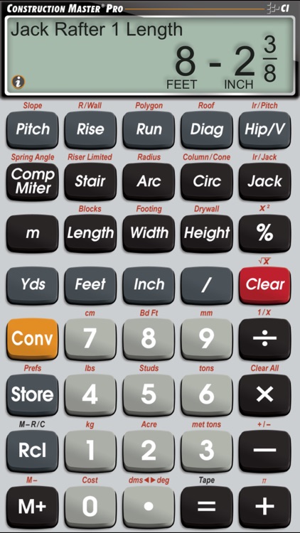 Construction Master Pro -- Advanced Feet Inch Fraction Construction Math Calculator for Building Professionals