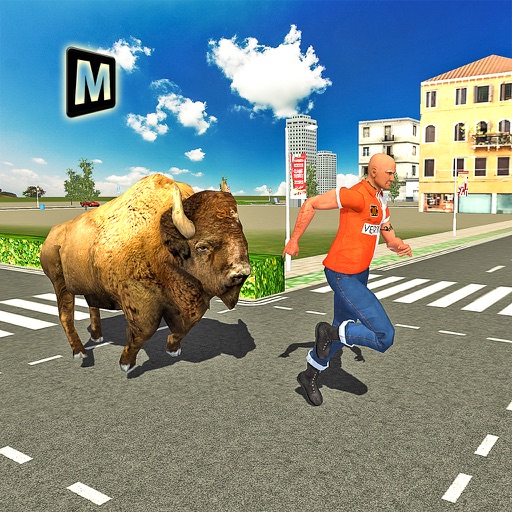 Angry Bison Simulator Attack in City 3D icon