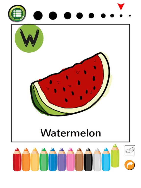 Screenshot 2 For ABC Fruits And Vegetables Coloring Book Learning English Vocabulary Free