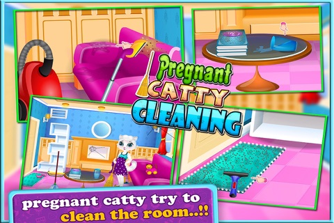 Pregnant Cat Cleaning For Kids And Girls Free Games screenshot 4