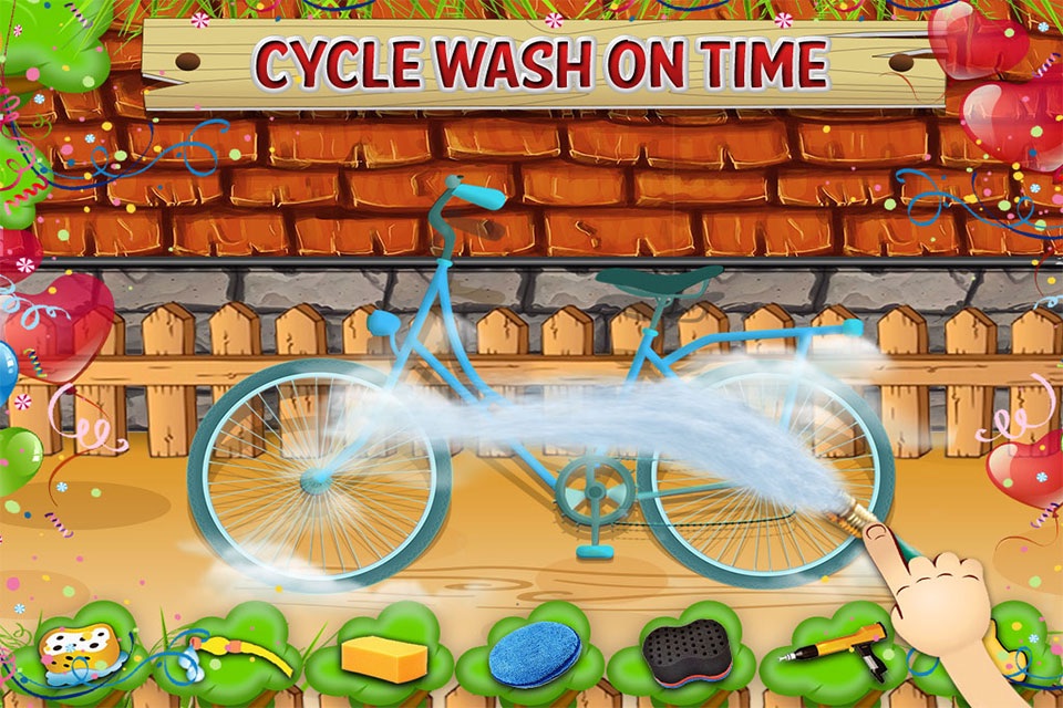 Kids bicycle washing salon: wash baby bikes for play screenshot 3