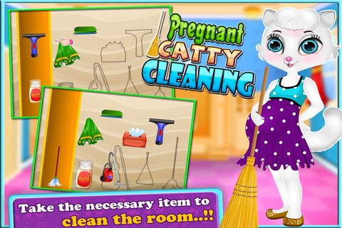 Pregnant Cat Cleaning For Kids And Girls Free Games screenshot 3