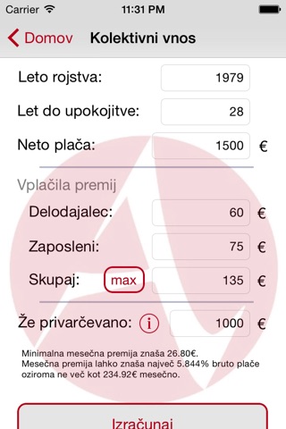 ePokojnina screenshot 2