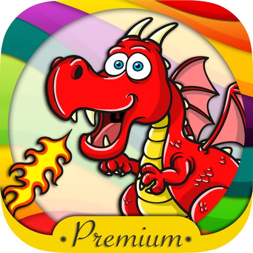 Dragons coloring book & paint fantastic animals Premium icon