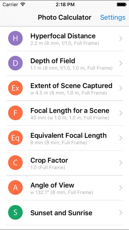 Photo & Lens Calculator