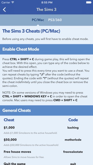 sims cheat codes