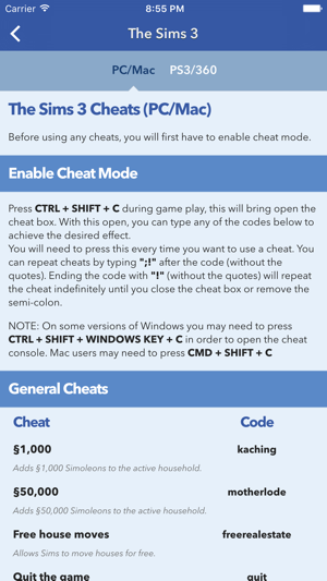 Cheats For The Sims On The App Store