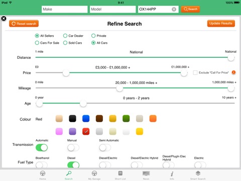 Motors.co.uk search on iPad screenshot 3