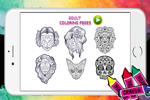 Adult Coloring Pages with Skull Patterns Free screenshot 2