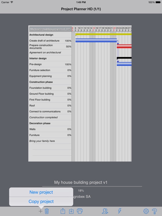Project Planner HD -Task & Res Mgmt on Gantt chart