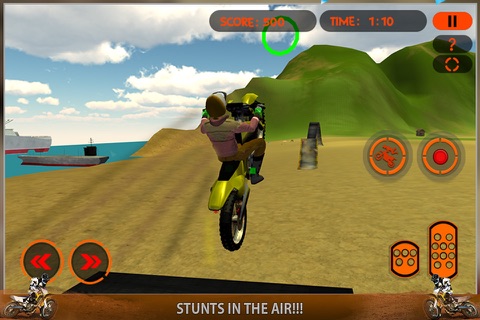 Crazy Motorcycle Beach Stunt Jumps 3D screenshot 3