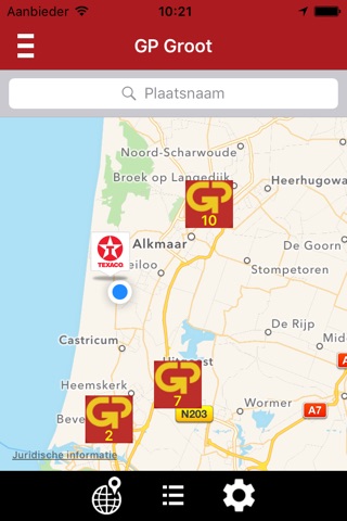 GP Groot tanklocatie app screenshot 2