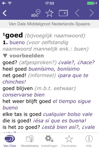 Spanish Dictionary Plus - Van Dale Concise dictionary: translate between Dutch and Spanish, check spelling, listen to pronunciation and use words correctly screenshot 4