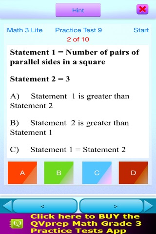 QVprep Lite Math Grade 3 Practice Tests screenshot 4