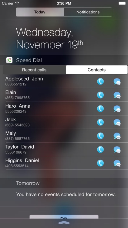 Speed Dial Widget - Call&SMS in Notification Center