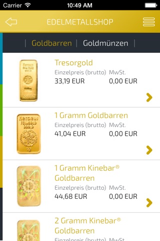 Finanzen.net Goldshop screenshot 3