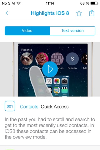 100 Video Tips for iOS 8 on iPad & iPhone screenshot 2