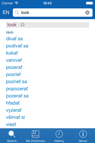 Slovak−English dictionary screenshot 2