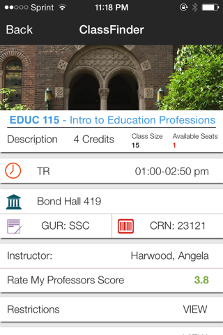 WWU ClassFinder screenshot 3