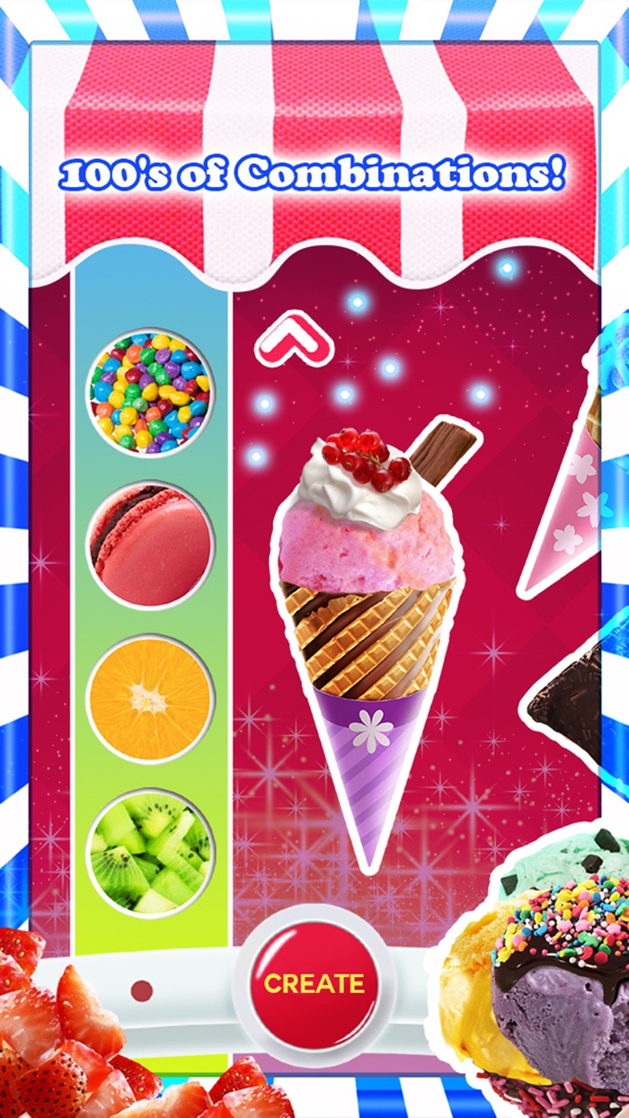 An ice cream maker game FREE-make ice cream cones with flavours  toppings