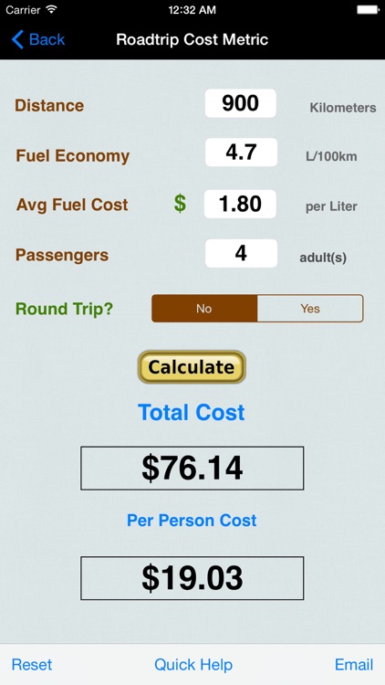 Roadtrip Gas Cost Calculator
