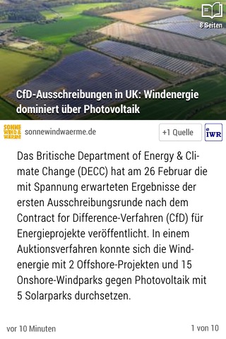 SWWapp fasst aktuelle News zu Erneuerbaren Energien zusammen screenshot 2