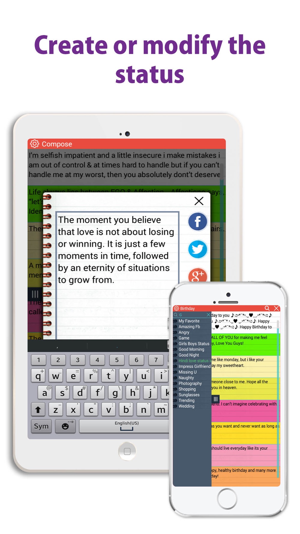 Status And Quotes For Fb Whatsapp And Twitter Sostatus One Tap Posting On Social Media Free Download App For Iphone Steprimo Com