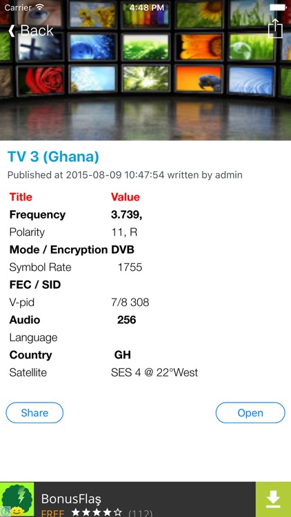 Ghana TV Channels Sat Info