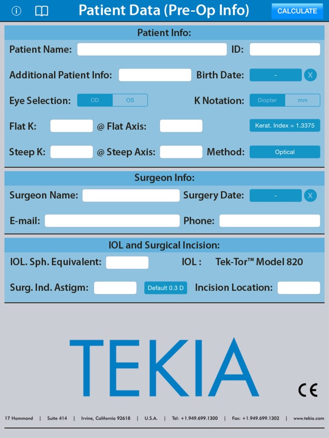 Tek-Tor™ Toric Calculator by TEKIA, Inc.