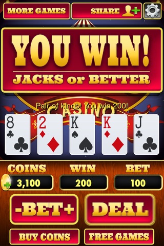 Twisted Circus Video Poker - Play Jacks Or Better, Las Vegas and Atlantic City Casino Gambling Game for Free ! screenshot 2