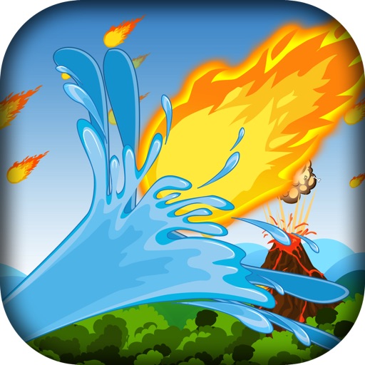 Volcano Fireball Rain - Water Cannon Shooting Defense Game Free icon