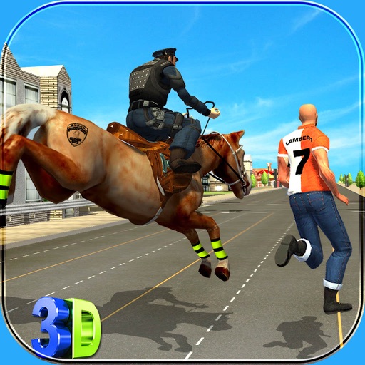 Police Horse Crime City Chase - Clean City from robbers and criminals set free in town icon