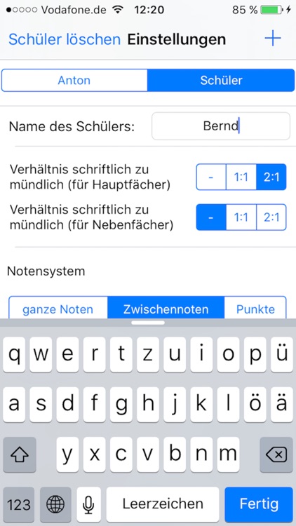 Notendurchschnitt: Noten Pro