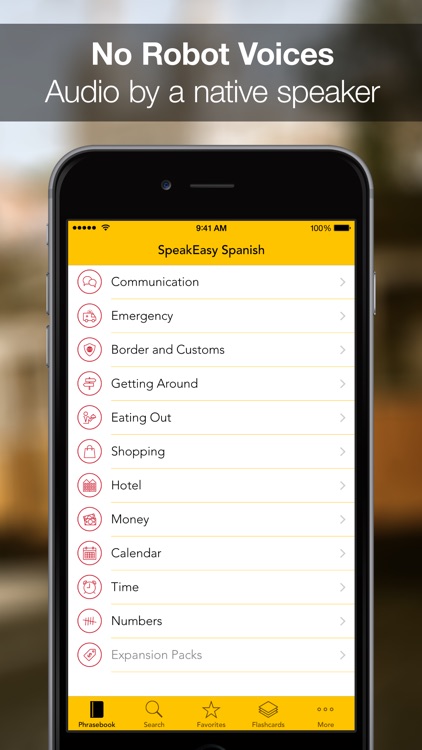 SpeakEasy Spanish ~ Offline Phrasebook and Flashcards with Native Speaker Voice and Phonetics screenshot-0