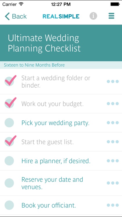 Real Simple Wedding Checklists