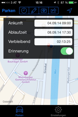 moParking Free - Automated Car Finder and Park Meter Alarm screenshot 2