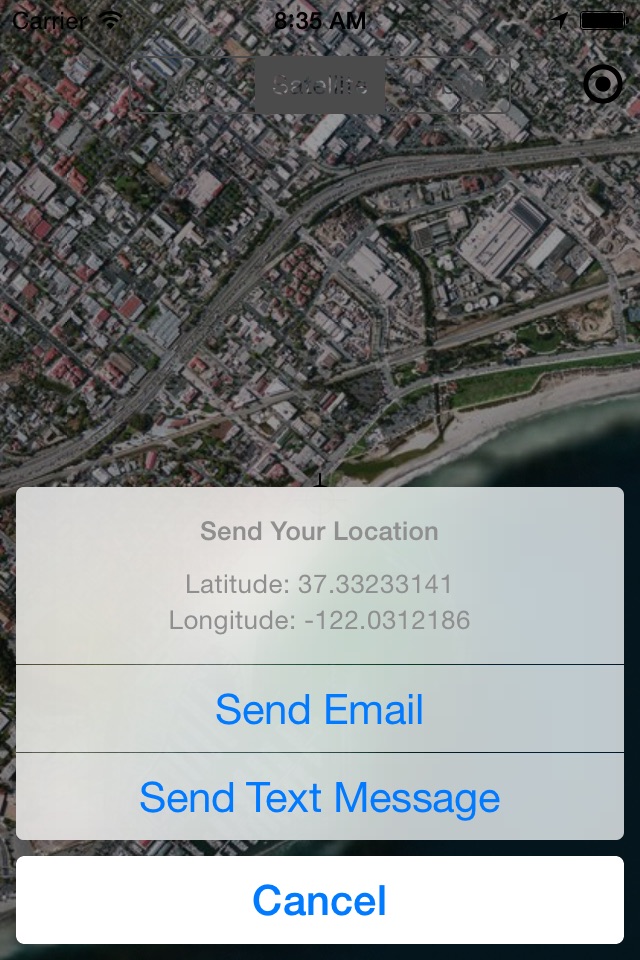 Right Here - Send Location via email or SMS screenshot 2