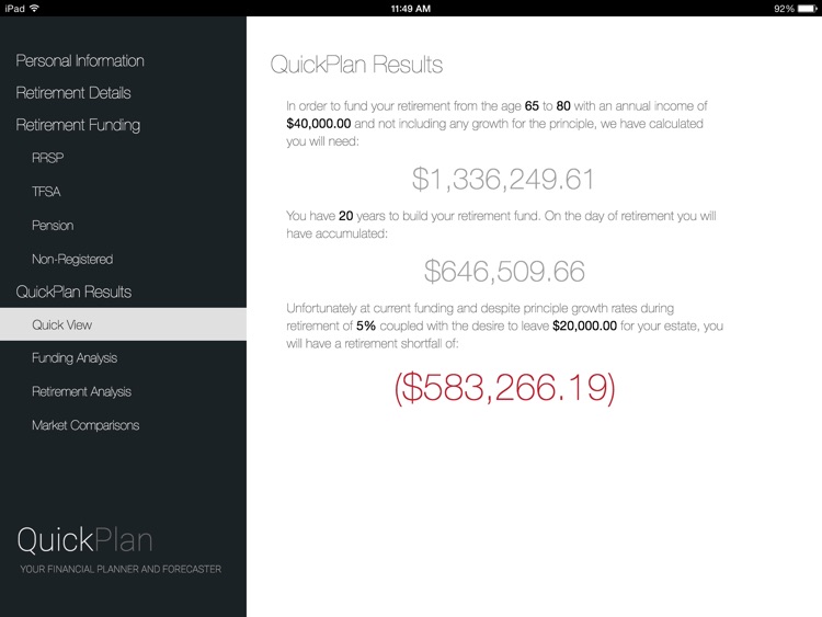 QuickPlan - Retirement Planning Calculator, Financial Forecasting and Retirement Readiness Planner screenshot-3