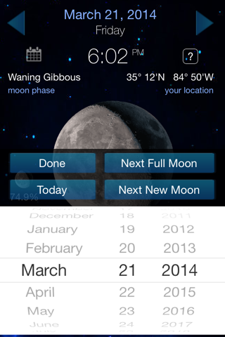 Lunar Phase Full moon calendar screenshot 2