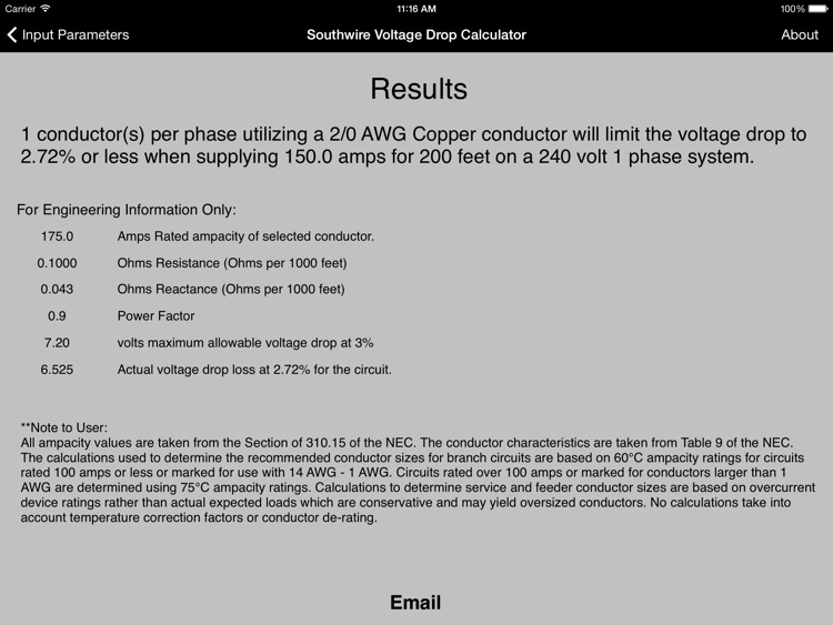 Southwire® Voltage Drop Calculator HD By Southwire Company