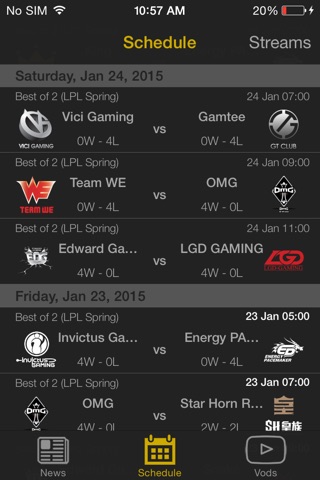 Schedule, News, Vods - LoL edition screenshot 2