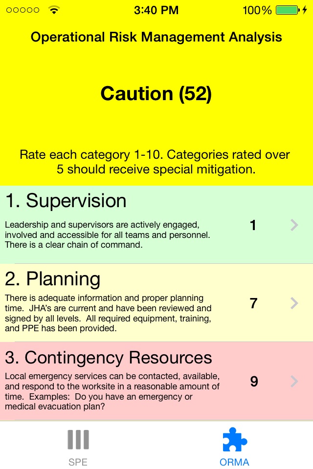 Risk: SPE, ORMA, and GAR Calculator screenshot 4